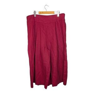 Contemporaine Simons Red 100% Linen Wide Leg Capris Women 16